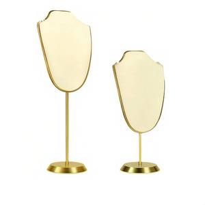 lot 4188 image: WWT Velvet Necklace Display Stand, Gold Jewelry Tower, Jewelry Stands for Selling (Beige, SL)