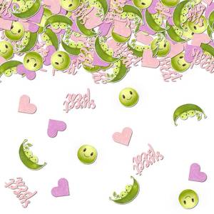lot 4201 image: 200PCS Sweet Pea Baby Shower Table Confetti, Pink Happy Little Sweet Peas Decorations Scatter for Two Peas in a Pod Party, One Sweet Pea Gift Circle Dots Decor, Girls Birthday Party