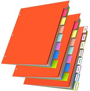 lot 4204 image: HABGP 24Pcs3 Set 8 Tab Dividers for 3 Ring Binder, 24 Pcs Multicolor 3 Ring Binder Dividers with Tabs, Page Folder Dividers, Plastic Tabbed File Dividers with Tabs, Three Ring Binder Index Dividers