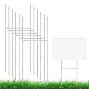 lot 4219 image: GUGEMEI 6 Pack Yard Sign Stakes Metal, 17X8 INCH Heavy Duty Yard Sign Stands, H Frame Stakes for Yard Signs for 456 mm Corrugated Plastic Sign, Estate Garage Sales, Lawn Sign, Easter Outdoor Decor