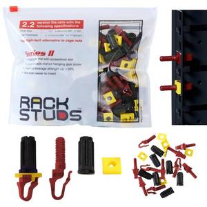 lot 4241 image: Rackstuds R100 Series II - Server Rack Screws 100 Pack  Cage Nut Replacement  Red 2.22mm0.086  A Faster, Easier Solution for Rack mounting Gear in 19 Racks with Square Punched Vertical Rails