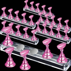 lot 4244 image: Blulu 6 Sets Magnetic Nail Tip Display Holder Acrylic Display Stand Nail Tip Practice Art Training Stand for DIY Manicure Fingernail Salon(Light Pink)