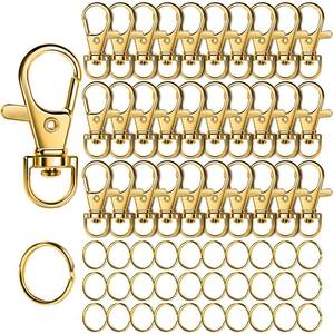 lot 4249 image: LEOBRO 60PCS Lobster Claw Clasps and Key Rings, 30PCS Keychain Clips and 30PCS Key Chain Ring for Keychain, Key, Jewelry Making, Art Crafts, Gold