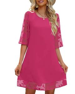 lot 4261 image: LookbookStore Date Night Outfit for Women Short Dresses for Women 2024 Summer Dresses for Women 2024 Tunic Relax Fit Dress Womens Wedding Guest Dress Aurora Pink Size Medium Fits Size 8  Size 10