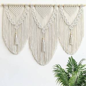 lot 5100 image: RUIZHIXUAN large macrame wall hanging - Boho Tapestry Macrame Wall Decor Art- Chic Bohemian Handmade Woven Tapestry Home Decoration for Bedroom Living Room Apartment Dorm Gallery - 43x32 (Tassels)
