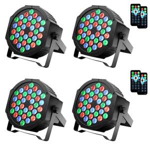 lot 5107 image: LUNSY Dj Lights, 3 Pack 36 LED Par Lights Stage Lights with Sound Activated Remote Control & DMX Control, Stage Lighting Uplights for Wedding Club Music Show Christmas Holiday Party Lighting