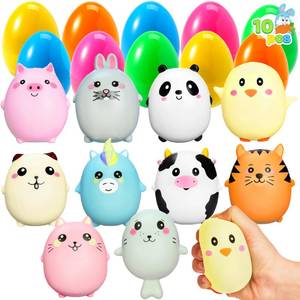 lot 5142 image: JOYIN 10 Pcs Jumbo Easter Eggs Filled with Cute Stress Reliever Animal Squishy Toy for Easter Egg Hunt, Kids Party Favor, Basket Stuffers, Filling Treats, Goodie Bag Fillers, Classroom Prize Supplies