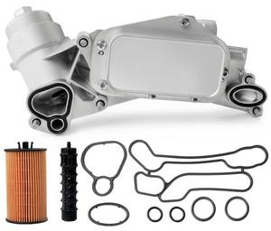 lot 5146 image: Upgrade Aluminum Engine Oil Cooler Filter Housing Assembly Adapter with Gasket Compatible with 2008-2019 Chevy Cruze Sonic Aveo Malibu, Buick Cascada, Pontiac G3, Saturn Astra 1.6 1.8L Replace 918-432