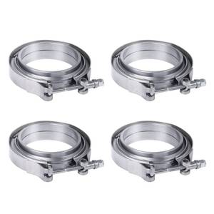 lot 5147 image: JDMSPEED New 3 V-Band Flange Clamp Kit With Ridge 4 Pcs Stainless Steel Replacement For Exhaust Downpipe (4)
