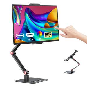 lot 5163 image: Touchscreen Portable Monitor, 14 Inch 1200P Ultra-Slim Lightweight Bezel Less HDR FHD IPS Touchscreen Display, Travel Monitor with Stand and Speakers, HDMI USB-C External Screen for Laptops and PC