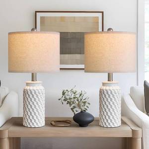 lot 5173 image: USumkky 20.5 White Modern Ceramic Bedside Lamp Set of 2 for Bedroom Decor Farmhouse Table Lamp for Living Room Office Dorm