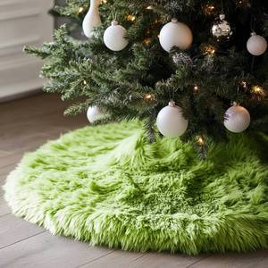 lot 5189 image: AOGU 60 Inch Faux Fur Christmas Tree Skirt Green Plush Skirt for Merry Christmas Party Christmas Tree Decoration