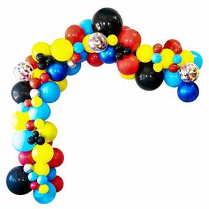 lot 6111 image: Superhero Birthday Balloon Garland Arch Kit, Red Blue Yellow Black Party Balloons with Confetti, Avengers Boy Theme for Kids Birthday Baby Shower Party Decorations 113Pcs