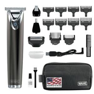 lot 6113 image: WAHL USA Stainless Steel Lithium Ion 2.0 Slate Beard Trimmer for Men - Electric Shaver, Nose Ear Trimmer, Rechargeable All in One Mens Grooming Kit - Model 9864