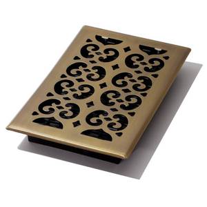 lot 6114 image: Decor Grates SPH610-A Scroll Floor Register  6-Inch by 10-Inch  Antique Brass