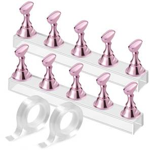 lot 6120 image: Etercycle Nail Stand Acrylic Nail Art Display Stand Practice Nail Holder for Painting Nails Magnetic Practice Stands with Double-sided Tape For DIY Salon Supplies (Pink)