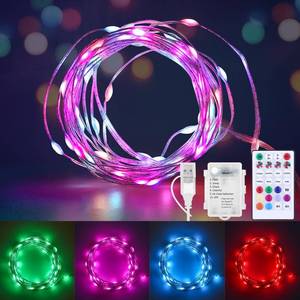 lot 6154 image: Battery Operated Fairy Lights Color Changing String Light with Remote, 16.4FT 1-Pack Twinkle LED Lights USB Plug or Battery Powered, Outdoor Christmas Decorations for Bedroom Party Indoor