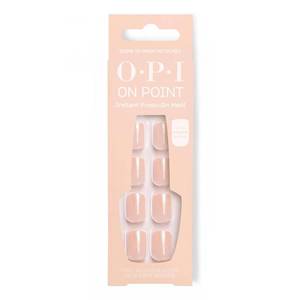 lot 6161 image: OPI On Point Glow to Prom With Me  Short Squoval Nude Iridescent Press On Nails  With Nail Glue  Long Lasting, Reusable, Non-damaging box opened