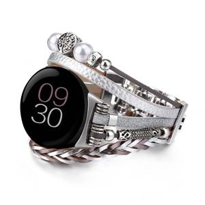 lot 6166 image: CHARMINGO Boho Leather Bands Compatible with Google Pixel Watch 4 3 41mmPixel Watch 21 Band, Handmade Multilayer Wrap Bracelet Dressy Strap for Google Smartwatch 2025202420232022, Silver