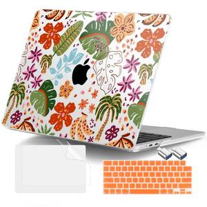 lot 6200 image: DONGKE for MacBook Air 13.6 Inch Case 2026 2025 2024-2022 A3449 A3240 A3113 A2681 M5 M4 M3 M2 Touch ID, Plastic Hard Shell & Keyboard Cover & Type C Adapter for MacBook Air 13 inch, Tropical Florals