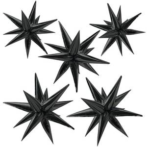 lot 6203 image: Star Balloons 60Pcs Black Balloon 12 Spike Foil Balloons Explosion Mylar Cone Balloon Magic Party Decorations Backdrops for Halloween Graduation Birthday Wedding Anniversary Retirement