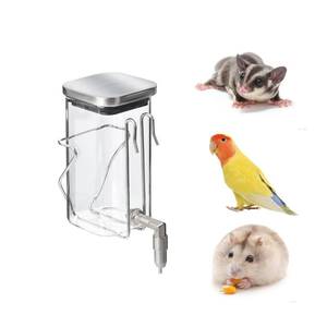 lot 6204 image: Premium Stainless Steel & Glass Pet Water Bottle - Firing Pin No-Drip Dispenser for RabbitsParrotsRodents  3 Size Options with Universal Cage Mount (350ml)