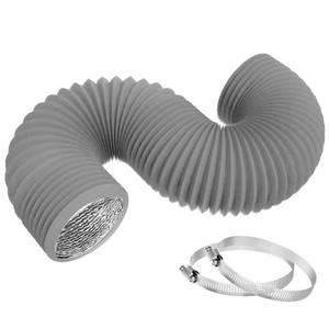 lot 6205 image: TEAIERXY 4 Inch 8FT Dryer Vent Hose,Flexible Insulated Air Ducting,Vent Hose PVC Aluminum Foil with 2 Clamps for HVAC Ventilation(Grey)