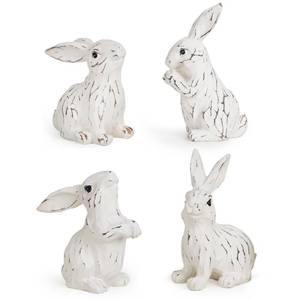 lot 6209 image: Hodao Easter Bunny Figurines Set, Hand-Painted White Resin Rabbit Decor, Farmhouse Spring Ornaments, Gift for Easter, Mother��s Day, Valentine��s Day, Year-Round Home Display