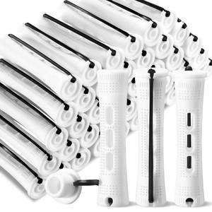 lot 6235 image: WILLBOND 60 Pcs Short Perm Rods Natural Hair Perm Rods with Elastic Rubber Band Non Slip Plastic Perming Cold Wave Kit for Women Hairdressing Styling Tool(0.63 Inch,White)