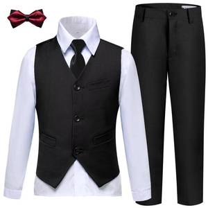 lot 6237 image: Boys Suit Size 12 Black Suits for Boys Formal Dress Clothes Easter Suit Set Kids Ring Bearer Wedding Outfit