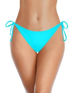lot 6250 image: Holipick Aqua Blue Bikini Bottoms for Women String Bathing Suit Bottom with Moderate Coverage Low Waist Swim Bottom S