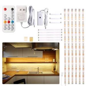 lot 6258 image: WOBANE Under Cabinet LED Lighting Kit, 6 PCS Dimmable LED Strip Lights with Remote Control Dimmer, 24W Adapter, Hidden 2700K Warm White Set, Bright 1500lm, Timing, Kitchen, Counter, Shelf, Showcase