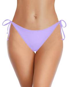lot 6263 image: Holipick Lavender Bikini Bottoms for Women String Bathing Suit Bottom with Moderate Coverage Low Waist Swim Bottom S