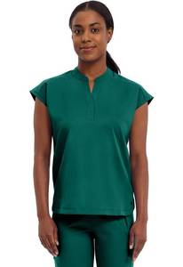 lot 6272 image: Healing Hands Womens Scrub Top Relaxed Fit Journey Top - 2 Pockets with Knit Details, Dolman Sleeve and Rounded Hem - 2152, XS, Hunter