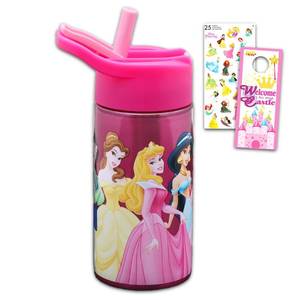 lot 6282 image: Disney Princess Stainless Steel Water Bottle for Girls - Bundle with 14 Oz Reusable Canteen for Home, School, Plus More Princess Water Bottle