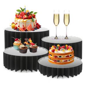 lot 6295 image: Buffet Risers Food Risers for Buffet Table Acrylic Risers Display Stands Tall Cake Stands Cylinder Stands for Party Pedestal Cake Stand Dessert Table Display Set Cupcake Stands Cupcake Display (Black)