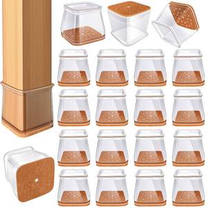 lot 6318 image: 24 Pcs Chair Leg Floor Protectors for Hardwood Floors Square Silicone Covers to Protect Wood Tile Floors Felt Pads Furniture Leg Caps Anti-Scratch Reduce Noise (Fit1-116 to 1-58)