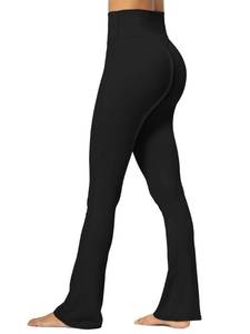 lot 6321 image: Sunzel No Front Seam Mini Flare Leggings for Women, Invisible Butt Scrunch Flared Yoga Pants with Tummy Control 32 Black Small