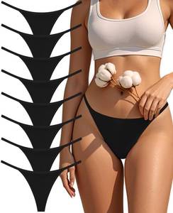 lot 6322 image: oshkang Cotton G-String Thongs for Women Underwear Breathable Stretch Low Rise Panties T-back Sexy Ladies 8 Pack (US, Alpha, X-Large, Regular, Regular, BB-8 Pack-Black)