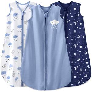 lot 6326 image: Yoofoss Baby Sleep Sack 6-12 Months Baby Wearable Blanket 100% Organic Cotton 2-Way Zipper TOG 0.5 Toddler Sleeping Sack 3 Pack, Lightweight Sleep Sacks for Babies size M