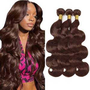 lot 6330 image: #4 Chocolate Brown Bundles Human Hair Body Wave Bundles 30 30 30 Inch Brazilian Dark Brown Human Hair Extensions For Women 3 Bundle 50 Gram Per Bundle