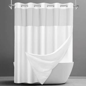 lot 6336 image: SORTTO No Hook Shower Curtain with Snap in Liner Set Waffle Shower Curtain for Bathroom Hotel Style Fabric Waterproof Inner Liner��71 W x 80 H, White