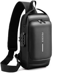 lot 6342 image: Peicees Mens Crossbody Bag Man Bags Mens Purse Anti-theft Leather Sling Bag Shoulder Bag Chest Bag for Daily Use, Black Black