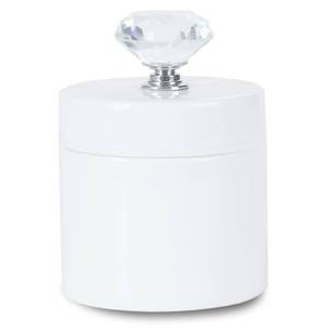 lot 6343 image: ONTUBE Porcelain Cotton Swabs Holder Organizer with Crystal Lid and Easy to Clean, White (Silver Lid,Set of 1)
