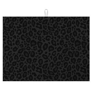 lot 6355 image: Black Leopard Dish Drying Mat for Kitchen Counter Microfiber Absorbent Dish Kitchen Drying Mat Draining Reusable Washable for DishesUtensilsCountertopsSinks