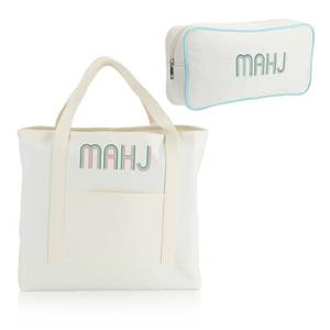 lot 6400 image: SilTriangle 2 Pcs Embroidered Mahjong Canvas Tote (large & Extra Large) Empty Tiles Tote Embroidered Tile Bag for Mahjong Lover Accessories Overnight