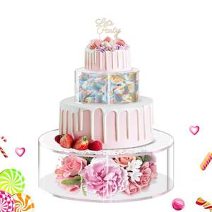 lot 11310 image: ULENDIS 2PCS Clear Acrylic Cake Stands for Dessert Table, Round Fillable Cake Box Riser with Lace Paper Doilies, Decorative Centerpiece for Wedding Birthday Party Display(8Inch, 12Inch)