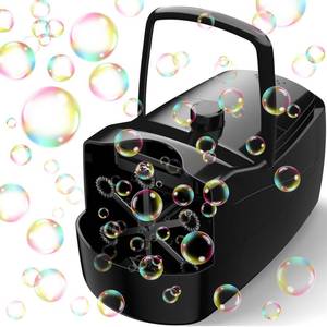 lot 11323 image: Bubble Machine, Automatic 18000 Per Minute Big Bubbles Blower Maker for Kids Toddlers with 2 Speeds,6 Wands,Operated by Plugin or Batteries for OutdoorIndoor Birthday Parties,Wedding (Black) (No Cord)