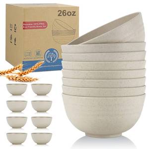 lot 11325 image: Wrova Wheat Straw Bowl Sets,8 PCS Unbreakable Cereal Bowls 26 OZ,Microwave and Dishwasher Safe Bowls, Kitchen Bowl suitable for cereal,salad,snack and soup (Beige)