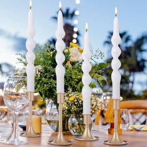 lot 11326 image: Zhengmy 4 Pcs Spiral Taper Candles, 10 Long Twisted Wax Candlesticks for Spring, Wedding, Birthday, Baby Shower, Anniversary, Holiday Party Home Table Decor(White) (Missing 2Pc)